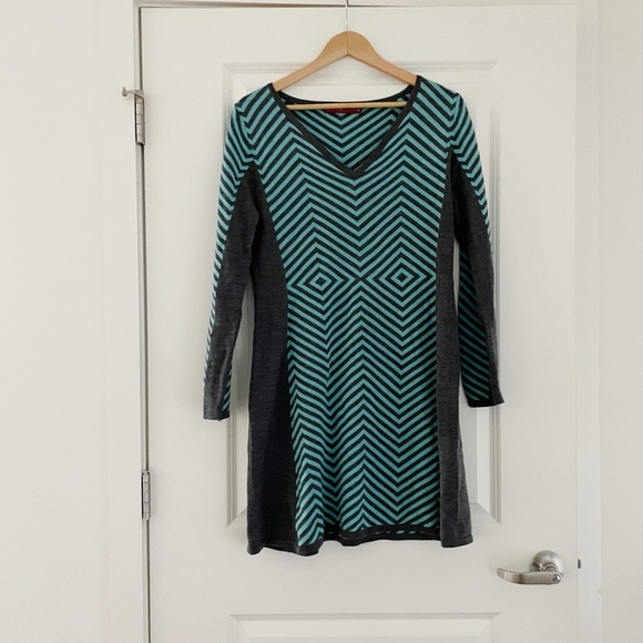 Krimson Klover Wool Chevron Print Sweater Knit Dress Active Outdoor - Picture 1 of 8